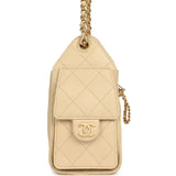 Chanel Mini 25 Hobo Bag Light Beige Caviar Antique Gold Hardware - Thumbnail View 3