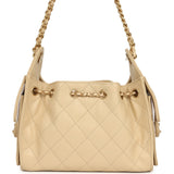 Chanel Mini 25 Hobo Bag Light Beige Caviar Antique Gold Hardware - Thumbnail View 4