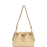 Chanel Mini 25 Hobo Bag Light Beige Caviar Antique Gold Hardware - Thumbnail View 7