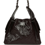Chanel Small 25 Hobo Bag Dark Brown Shiny Aged Calfskin Silver Hardware - Thumbnail View 1