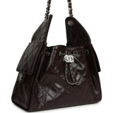 Chanel Small 25 Hobo Bag Dark Brown Shiny Aged Calfskin Silver Hardware - Thumbnail View 2