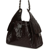 Chanel Small 25 Hobo Bag Dark Brown Shiny Aged Calfskin Silver Hardware - Thumbnail View 5