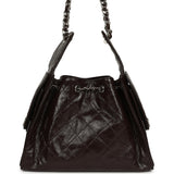 Chanel Small 25 Hobo Bag Dark Brown Shiny Aged Calfskin Silver Hardware - Thumbnail View 4