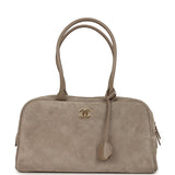 Chanel Large "Perfect Bowling" Bag Dark Beige Suede Gold Hardware - Thumbnail View 1