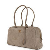 Chanel Large "Perfect Bowling" Bag Dark Beige Suede Gold Hardware - Thumbnail View 5