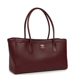 Chanel Small Cerf Shopping Bag Burgundy Calfskin Gold Hardware