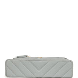 Chanel Chevron Top Handle Long Vanity Case with Chain Grey Shiny Caviar Gold Hardware - Thumbnail View 6