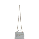 Chanel Chevron Top Handle Long Vanity Case with Chain Grey Shiny Caviar Gold Hardware - Thumbnail View 7