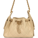 Chanel Mini 25 Hobo Bag Light Beige Caviar Antique Gold Hardware - Thumbnail View 1