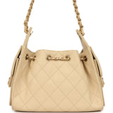 Chanel Mini 25 Hobo Bag Light Beige Caviar Antique Gold Hardware - Thumbnail View 4
