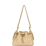Chanel Mini 25 Hobo Bag Light Beige Caviar Antique Gold Hardware - Thumbnail View 7
