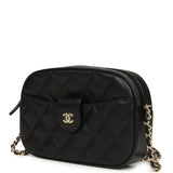 Chanel Mini Camera Case Clutch with Chain Black Caviar Light Gold Hardware - Thumbnail View 5