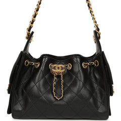 Chanel Mini 25 Hobo Bag Black Caviar Antique Gold Hardware