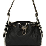 Chanel Mini 25 Hobo Bag Black and White Calfskin Light Gold Hardware - Thumbnail View 1