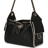 Chanel Mini 25 Hobo Bag Black and White Calfskin Light Gold Hardware - Thumbnail View 5