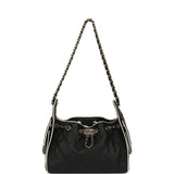Chanel Mini 25 Hobo Bag Black and White Calfskin Light Gold Hardware - Thumbnail View 7