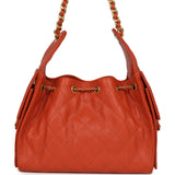 Chanel Small 25 Hobo Bag Dark Orange Caviar Antique Gold Hardware - Thumbnail View 4