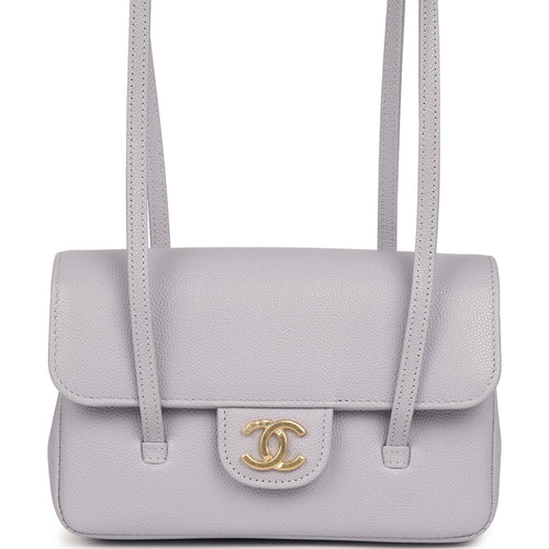 Chanel Mini Preppy Coco Clutch with Straps Light Purple Shiny Caviar Brushed Gold Hardware
