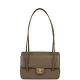 Chanel Small Preppy Coco Flap Bag Dark Khaki Shiny Caviar Brushed Gold Hardware - Thumbnail View 7