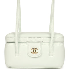 Chanel Preppy Coco Long Vanity with Straps Light Blue Shiny Caviar Brushed Gold Hardware