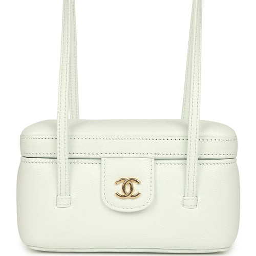 Chanel Preppy Coco Long Vanity with Straps Light Blue Shiny Caviar Brushed Gold Hardware