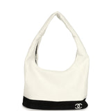 Chanel CC Beach Hobo Bag and Towel Set White and Black Terry Silver Hardware - Thumbnail View 2