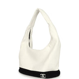 Chanel CC Beach Hobo Bag and Towel Set White and Black Terry Silver Hardware - Thumbnail View 4