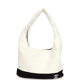 Chanel CC Beach Hobo Bag and Towel Set White and Black Terry Silver Hardware - Thumbnail View 6
