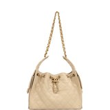 Pre-owned Chanel Small 25 Hobo Bag Beige Caviar Antique Gold Hardware - Thumbnail View 6
