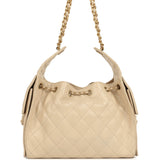 Pre-owned Chanel Small 25 Hobo Bag Beige Caviar Antique Gold Hardware - Thumbnail View 4