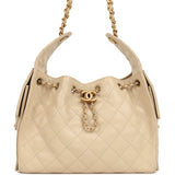 Pre-owned Chanel Small 25 Hobo Bag Beige Caviar Antique Gold Hardware - Thumbnail View 1