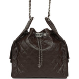 Chanel Medium 25 Hobo Bag Dark Brown Shiny Aged Calfskin Silver Hardware - Thumbnail View 1