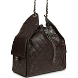 Chanel Medium 25 Hobo Bag Dark Brown Shiny Aged Calfskin Silver Hardware - Thumbnail View 2