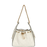 Chanel Small 25 Hobo Bag White Raffia and Black Calfskin Antique Gold Hardware - Thumbnail View 7