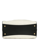 Chanel Small 25 Hobo Bag White Raffia and Black Calfskin Antique Gold Hardware - Thumbnail View 6