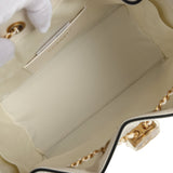 Chanel Small 25 Hobo Bag White Raffia and Black Calfskin Antique Gold Hardware - Thumbnail View 8
