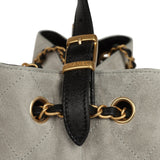 Chanel Small Coco Base Hobo Bag Grey Suede and Black Shiny Lambskin Brushed Gold Hardware - Thumbnail View 8