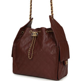 Chanel Medium 25 Hobo Bag Brown Caviar Antique Gold Hardware