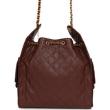 Chanel Medium 25 Hobo Bag Brown Caviar Antique Gold Hardware