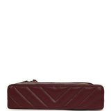 Chanel Chevron Top Handle Long Vanity Case with Chain Dark Burgundy Shiny Caviar Gold Hardware - Thumbnail View 6