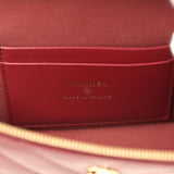 Chanel Chevron Top Handle Long Vanity Case with Chain Dark Burgundy Shiny Caviar Gold Hardware - Thumbnail View 9