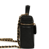 Chanel Top Handle Long Vanity Case with Chain Black Grained Goatskin Gold Hardware - Thumbnail View 3