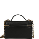 Chanel Top Handle Long Vanity Case with Chain Black Grained Goatskin Gold Hardware - Thumbnail View 4