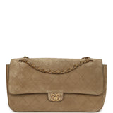 Chanel Maxi "Souplissimo" Small Flap Bag Dark Beige Suede Gold Hardware - Thumbnail View 1
