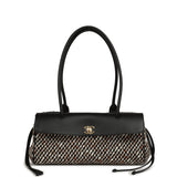 Chanel Small East West Shopping Tote Black Calfskin and Multi Tweed Gold Hardware