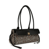 Chanel Small East West Shopping Tote Black Calfskin and Multi Tweed Gold Hardware