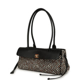 Chanel Small East West Shopping Tote Black Calfskin and Multi Tweed Gold Hardware