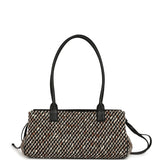 Chanel Small East West Shopping Tote Black Calfskin and Multi Tweed Gold Hardware