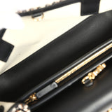 Chanel Small East West Shopping Tote Black Calfskin and Multi Tweed Gold Hardware