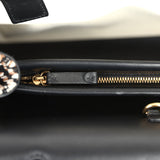 Chanel Small East West Shopping Tote Black Calfskin and Multi Tweed Gold Hardware